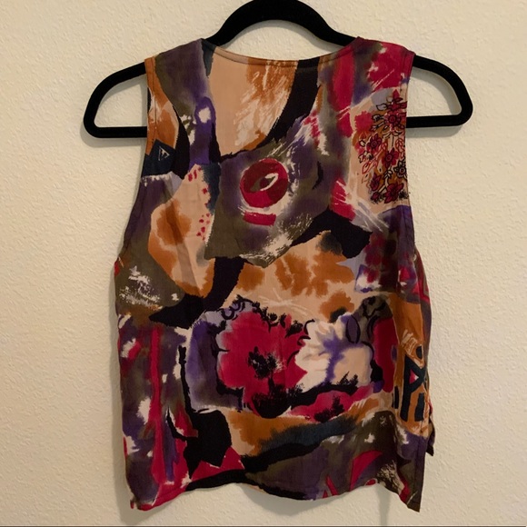 Vintage Funky print handmade High low tank top - Picture 2 of 5